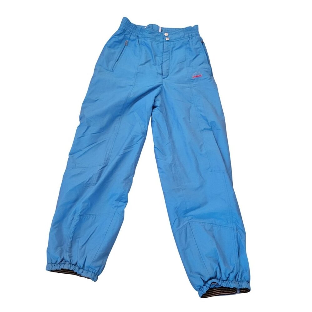 Vintage Bogner Blue Ski Snow Pants 12 Zippered Pockets Winter Snowboarding
